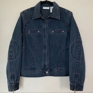 Liz Claiborne Dark Blue Denim Zip Up Jean Jacket
